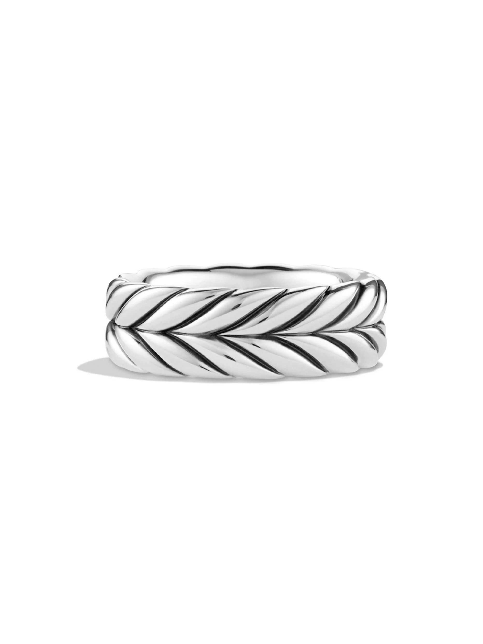 Men's Chevron Band Ring in Sterling Silver, 9mm - Silver - 1