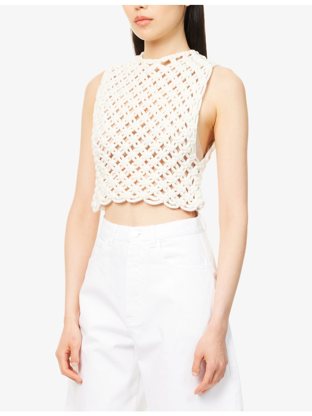 Square Crop Cotton-Blend Top - 3