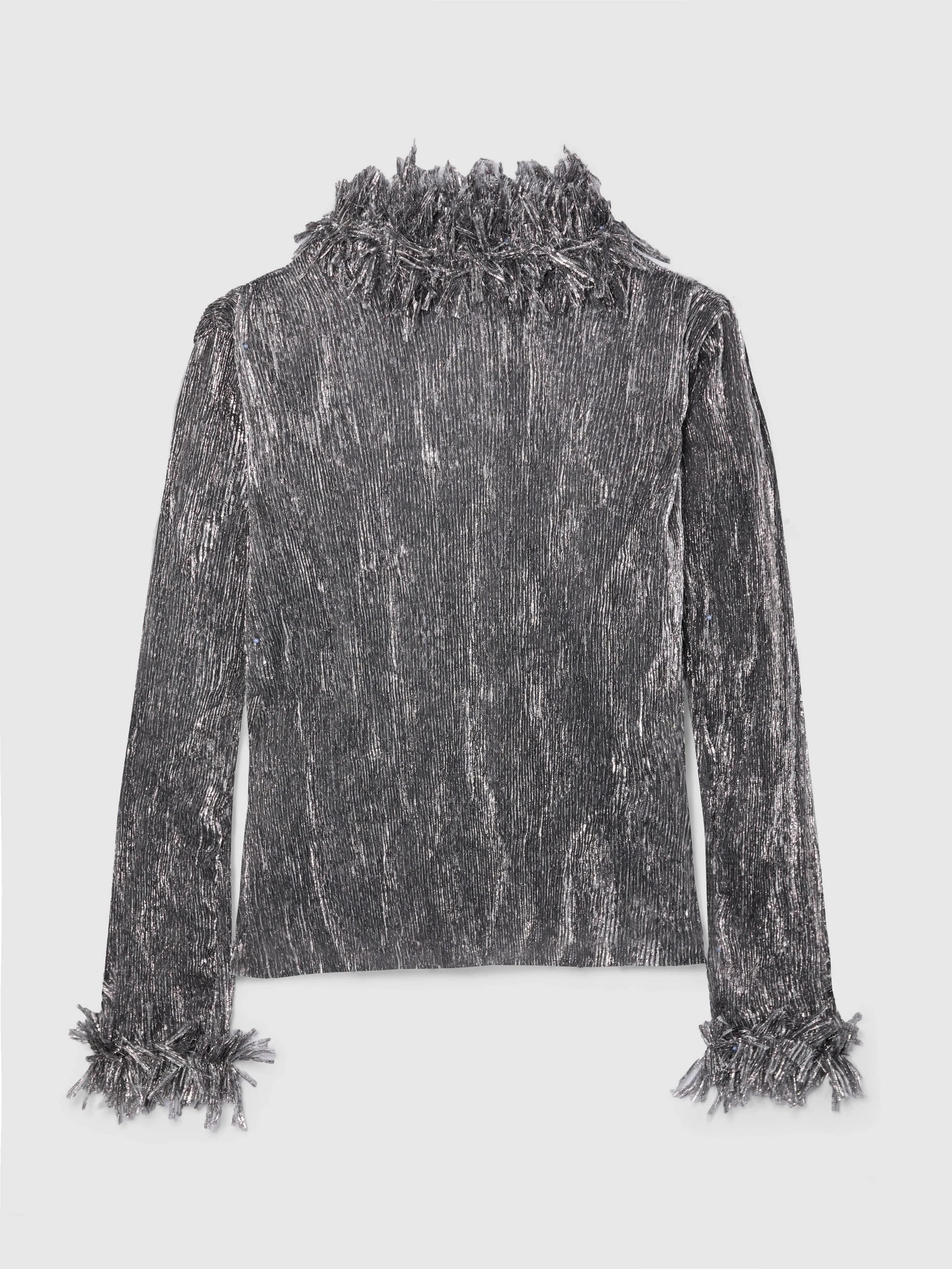 SILVER PLISSE TOP - 1