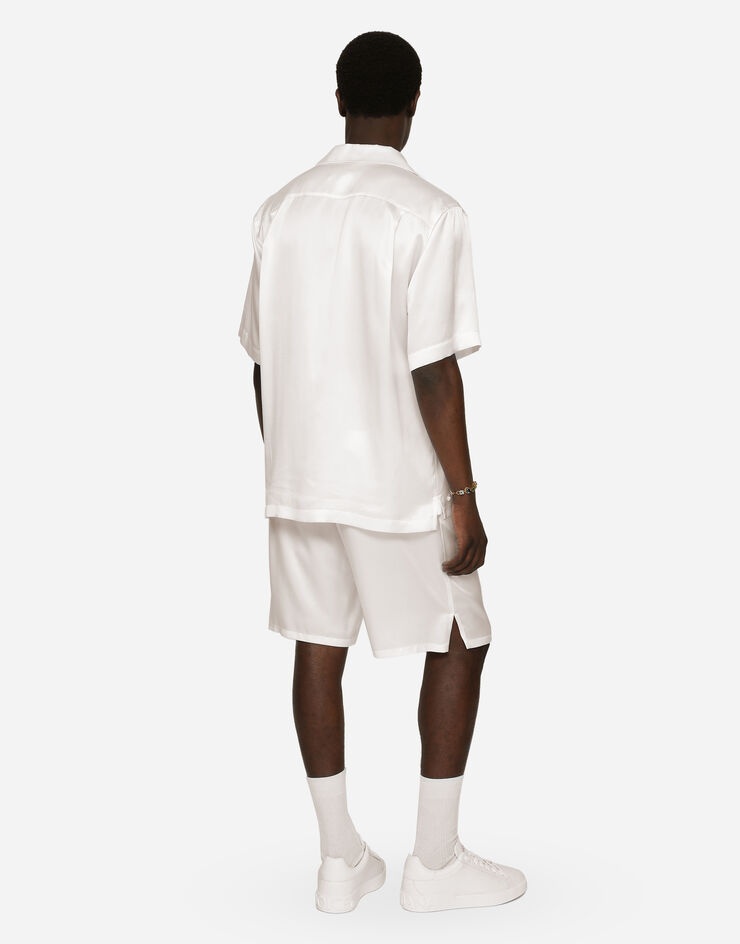 Silk satin jogging shorts with metal DG logo - 3