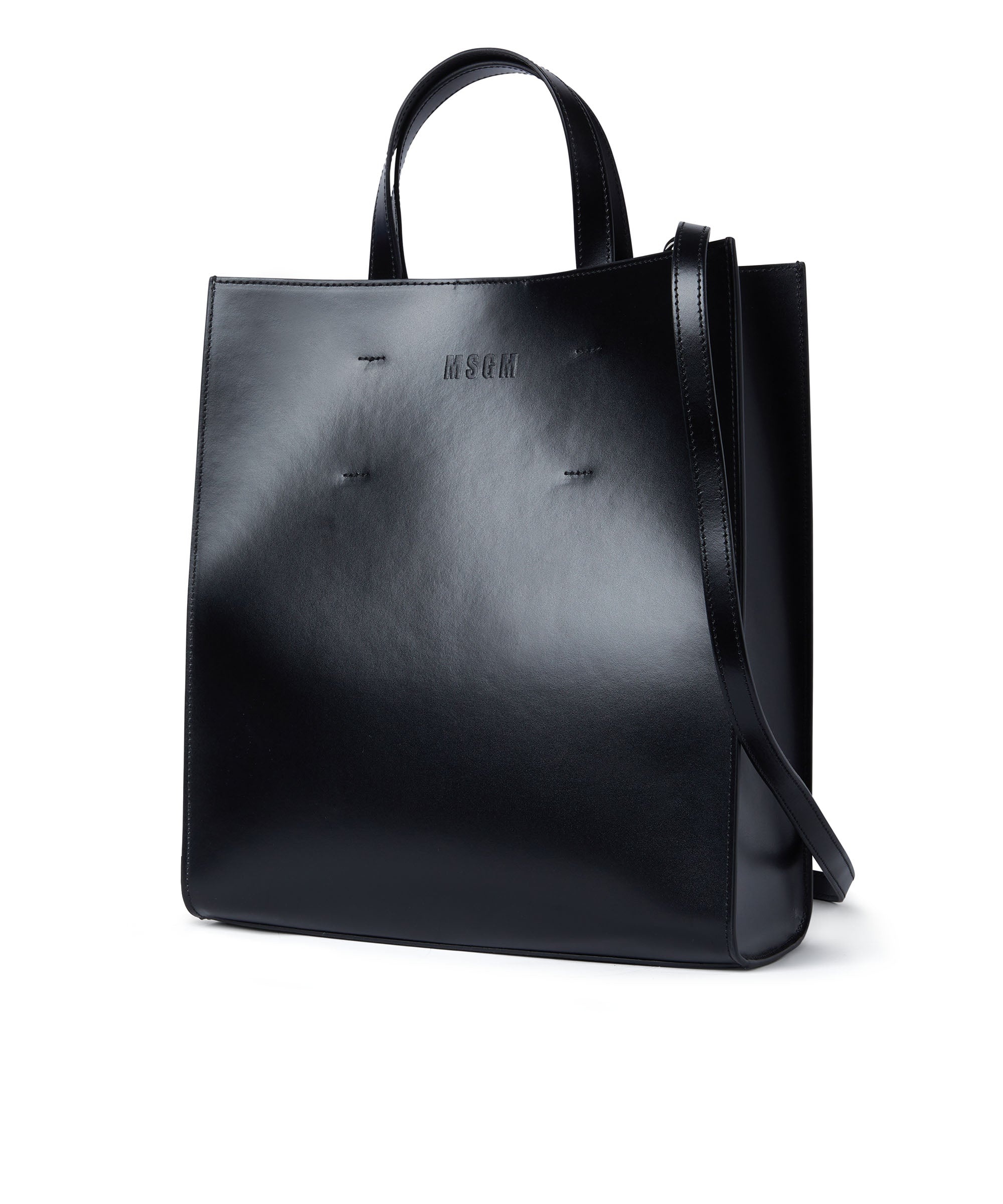Faux leather tote bag with embossed micro logo - 3