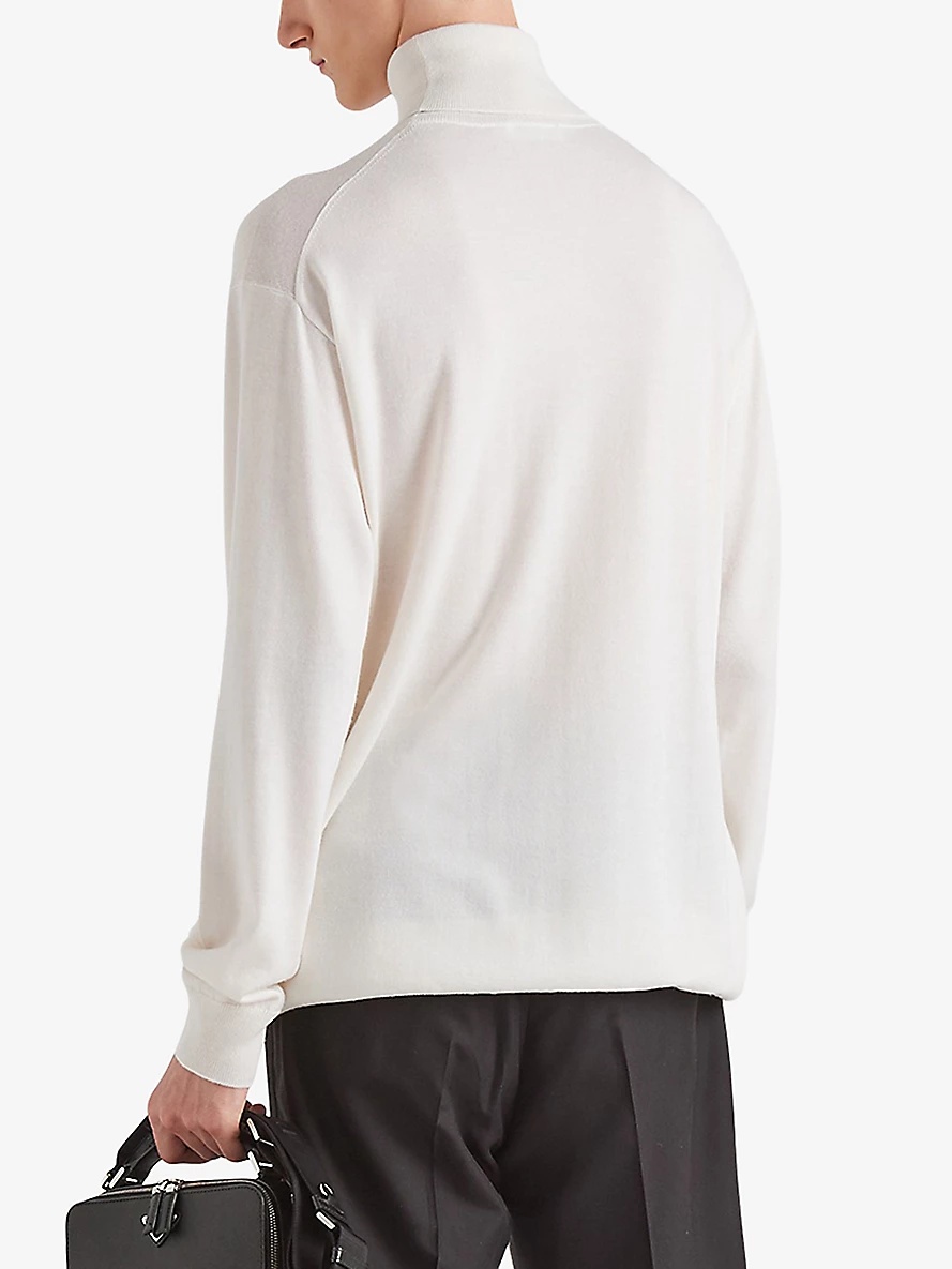 Logo-embroidered turtleneck cashmere jumper - 3