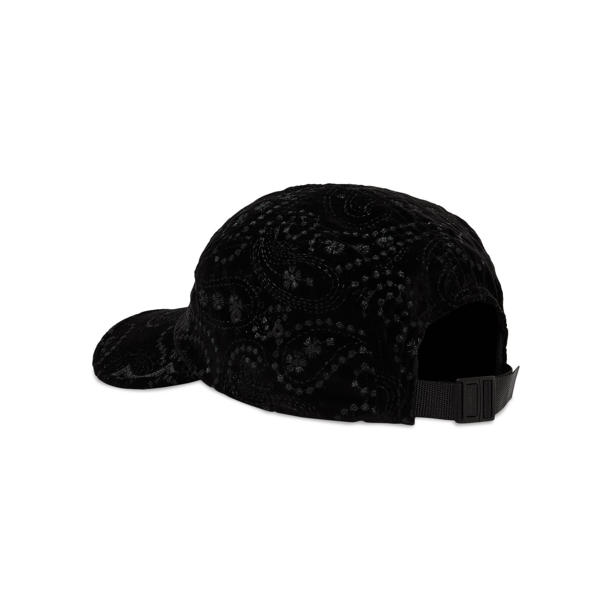 Supreme Velvet Paisley Camp Cap 'Black'