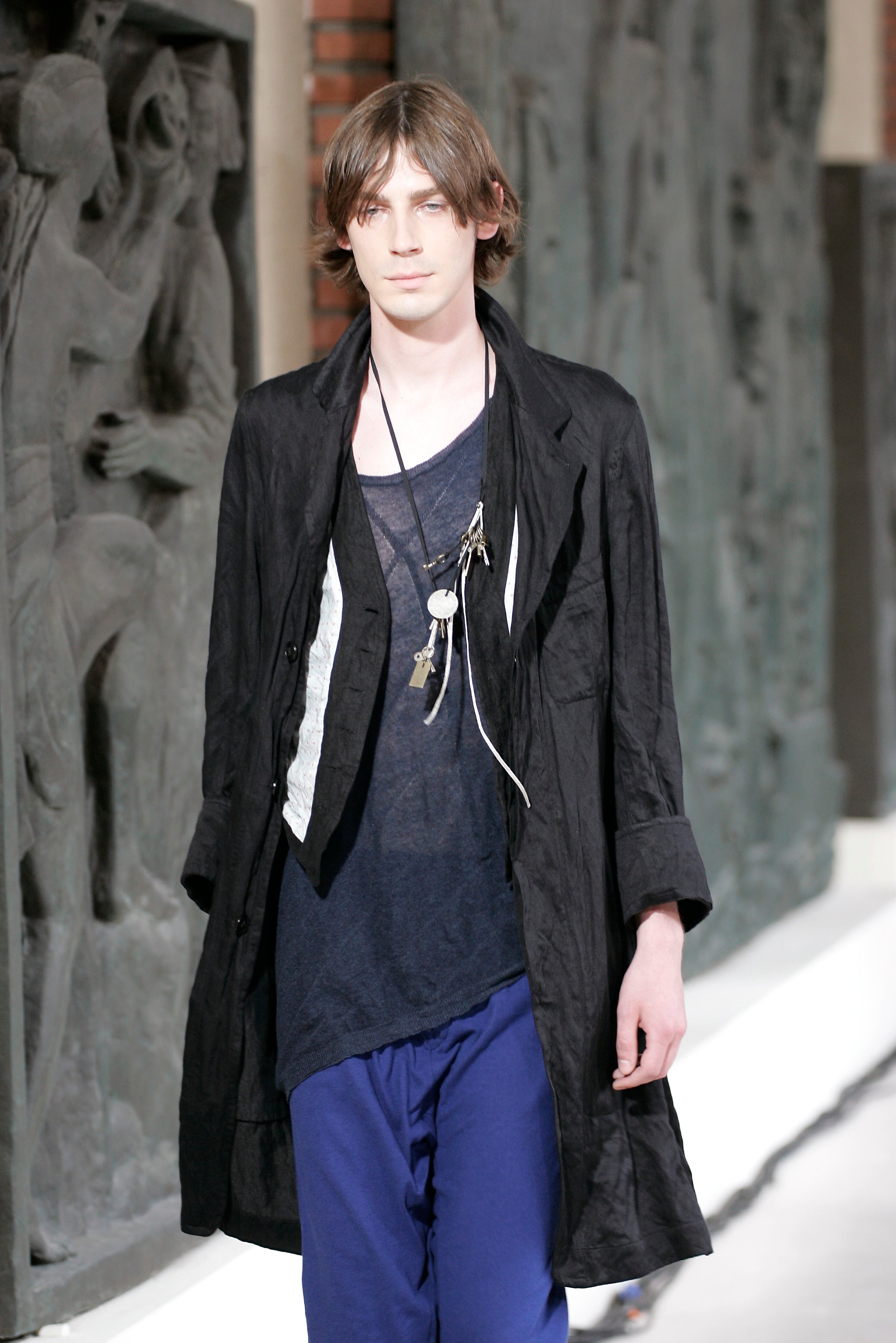 Ann Demeulemeester Spring 2006 Men’s Navy Wrinkled Coat XXS - 3