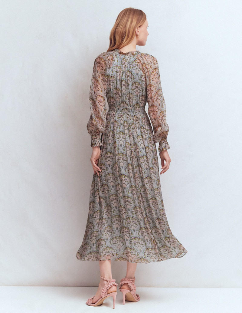 Romantic Ruffle Neck Dress-Multi Paradise Gardens 6