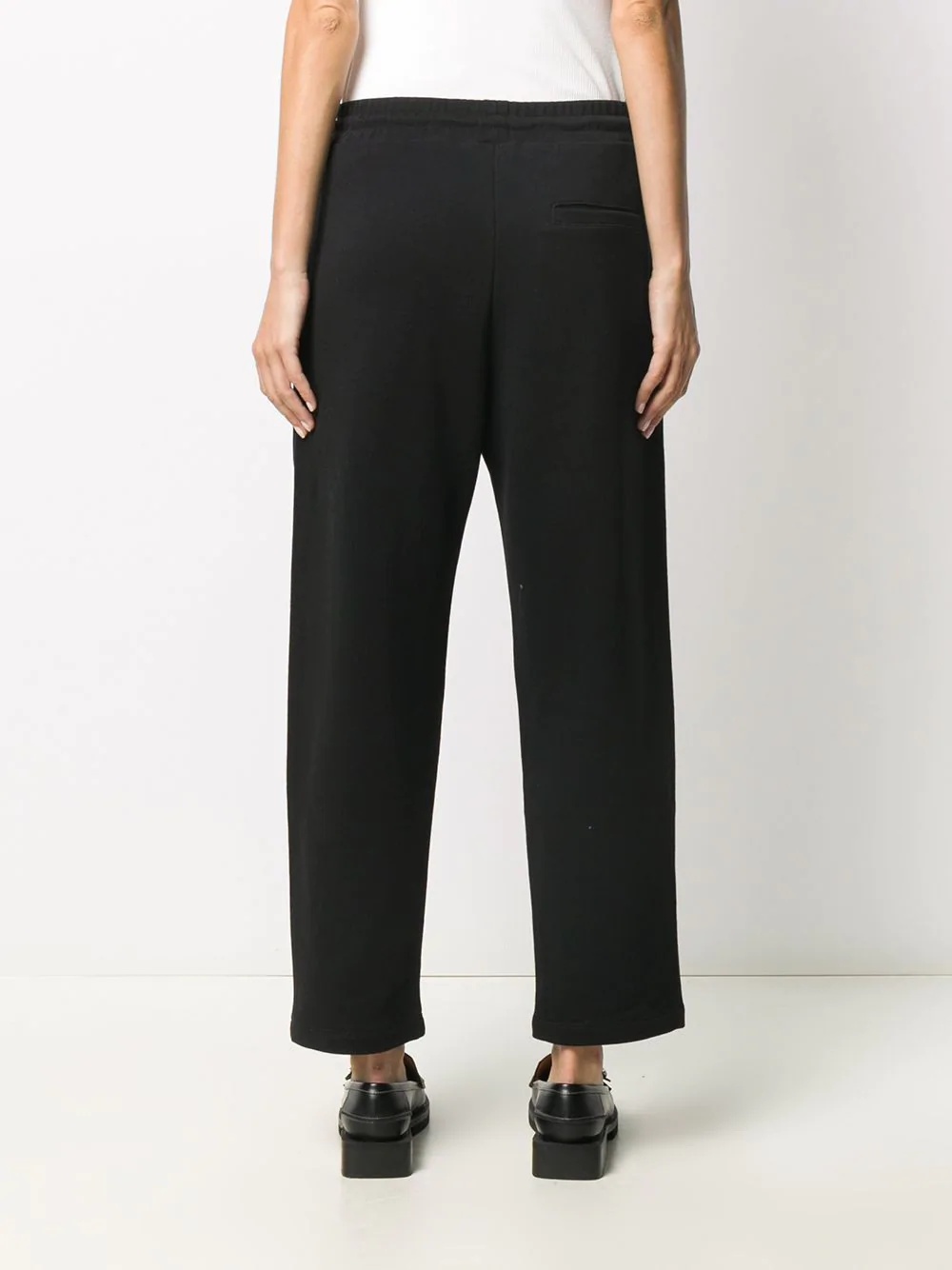 drawstring-waist cotton track trousers - 4