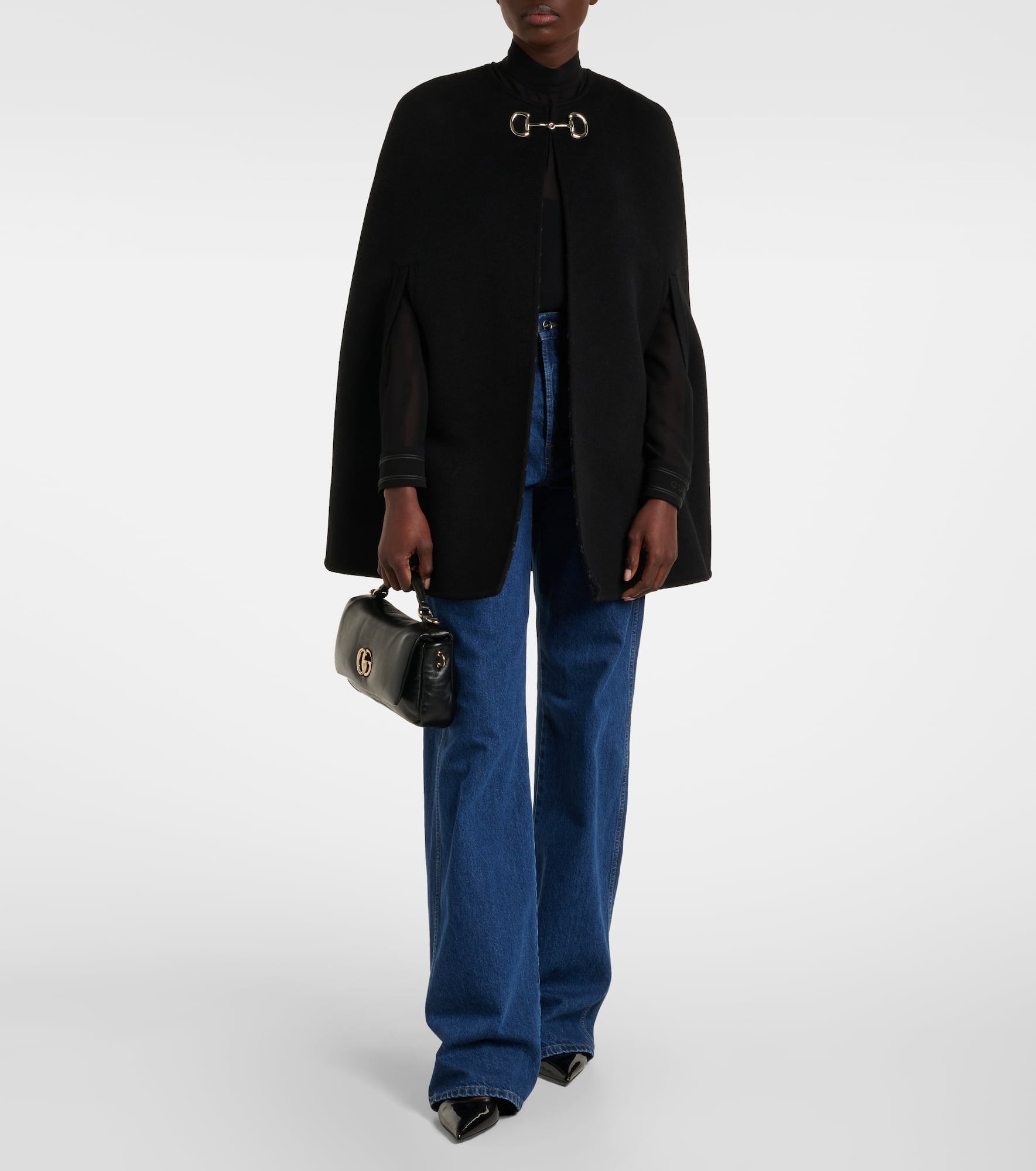 Horsebit wool and silk cape - 2