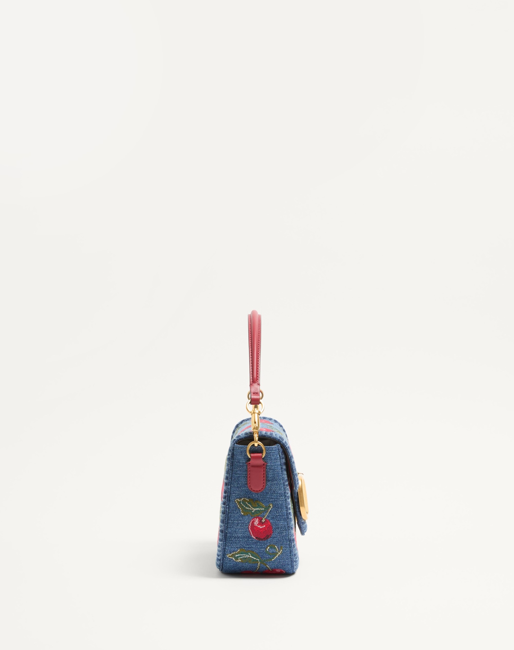 VALENTINO GARAVANI ALLTIME DENIM SHOULDER BAG WITH CHERRYFIC EMBROIDERY - 3