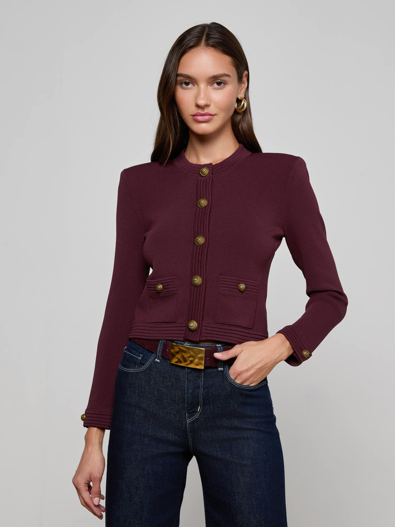 L'AGENCE Patsy Cropped Cardigan outlook