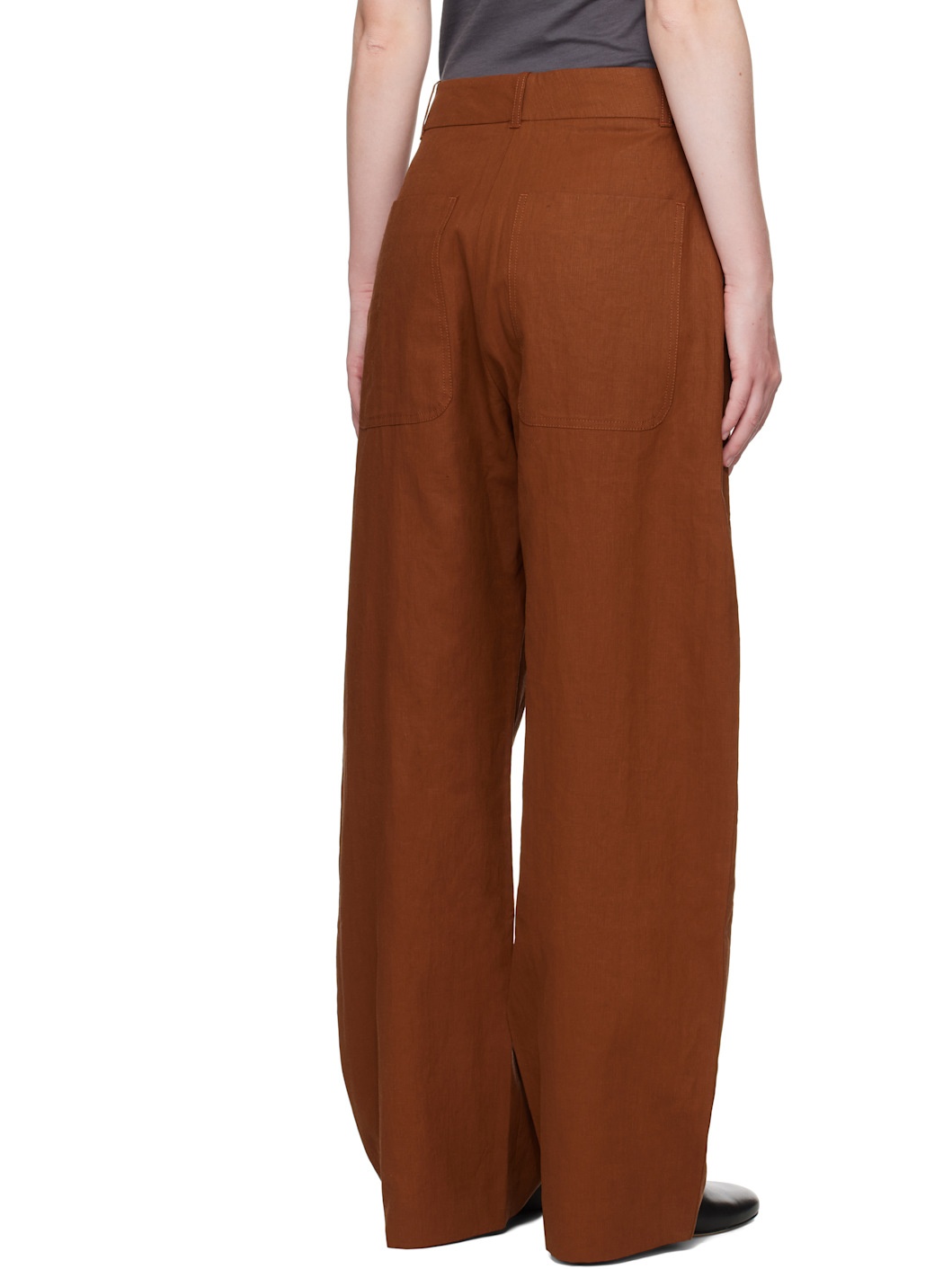 Brown Pravin Linen Trousers - 3