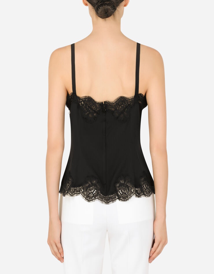 Strappy charmeuse top with lace details - 2