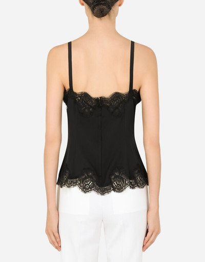 Dolce & Gabbana Strappy charmeuse top with lace details outlook