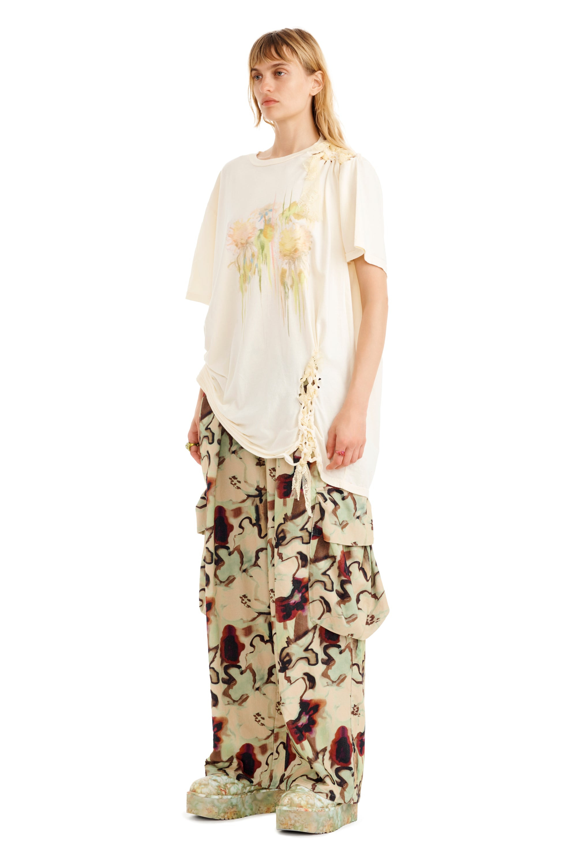 IVORY FLOWER DRIP LACE KATINA TEE - 3