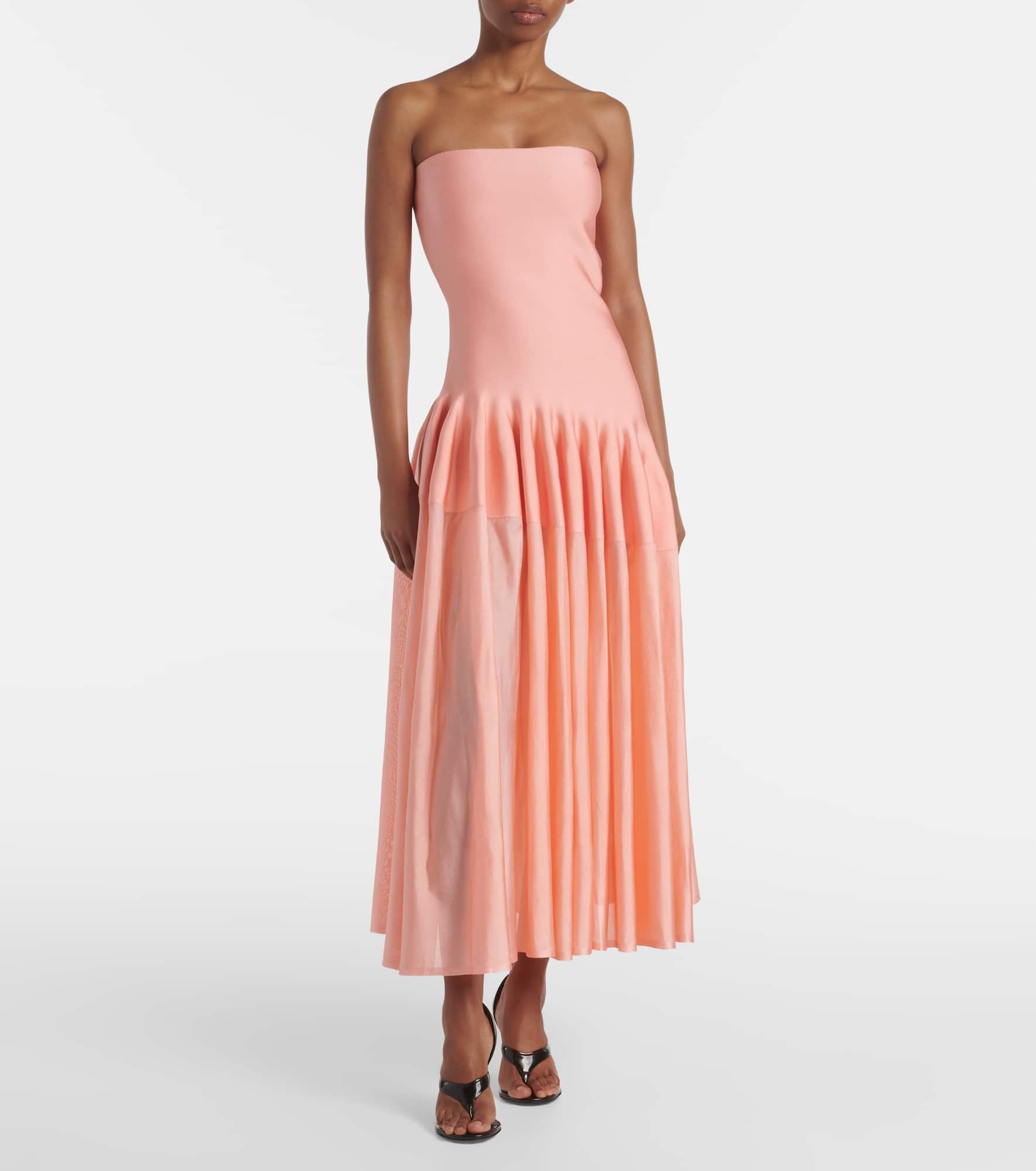 Pleated strapless gown - 2