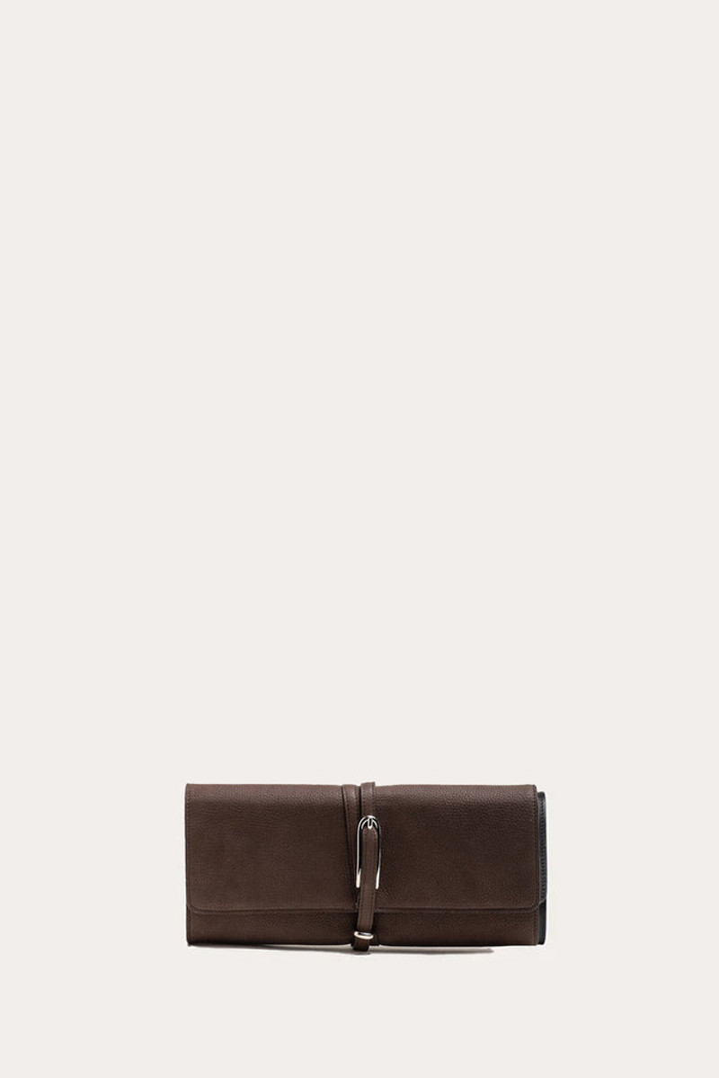 BELTED CLUTCH DARK BROWN 1