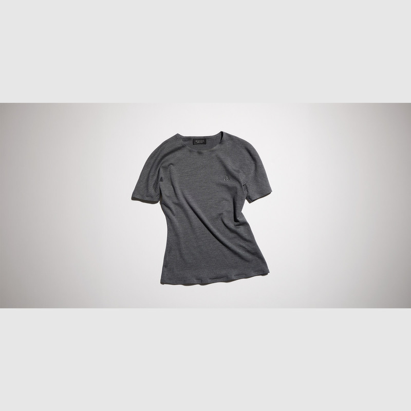 Silk jersey T-shirt with embroidery 1