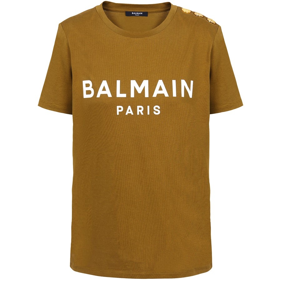 Eco-responsible cotton T-shirt with Balmain logo print - 1