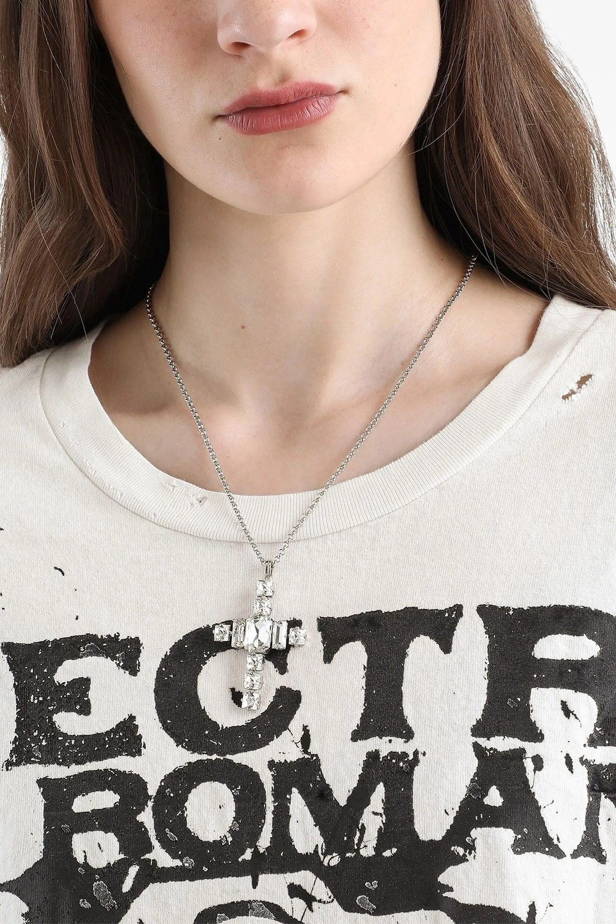 Rhinestone cross necklace - 2