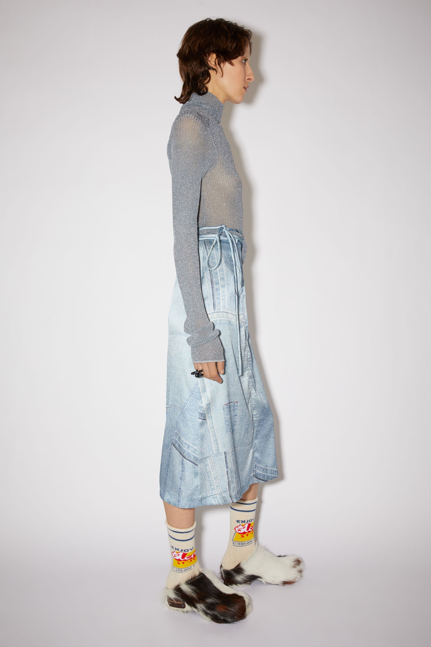 Denim print skirt - Denim blue - 4