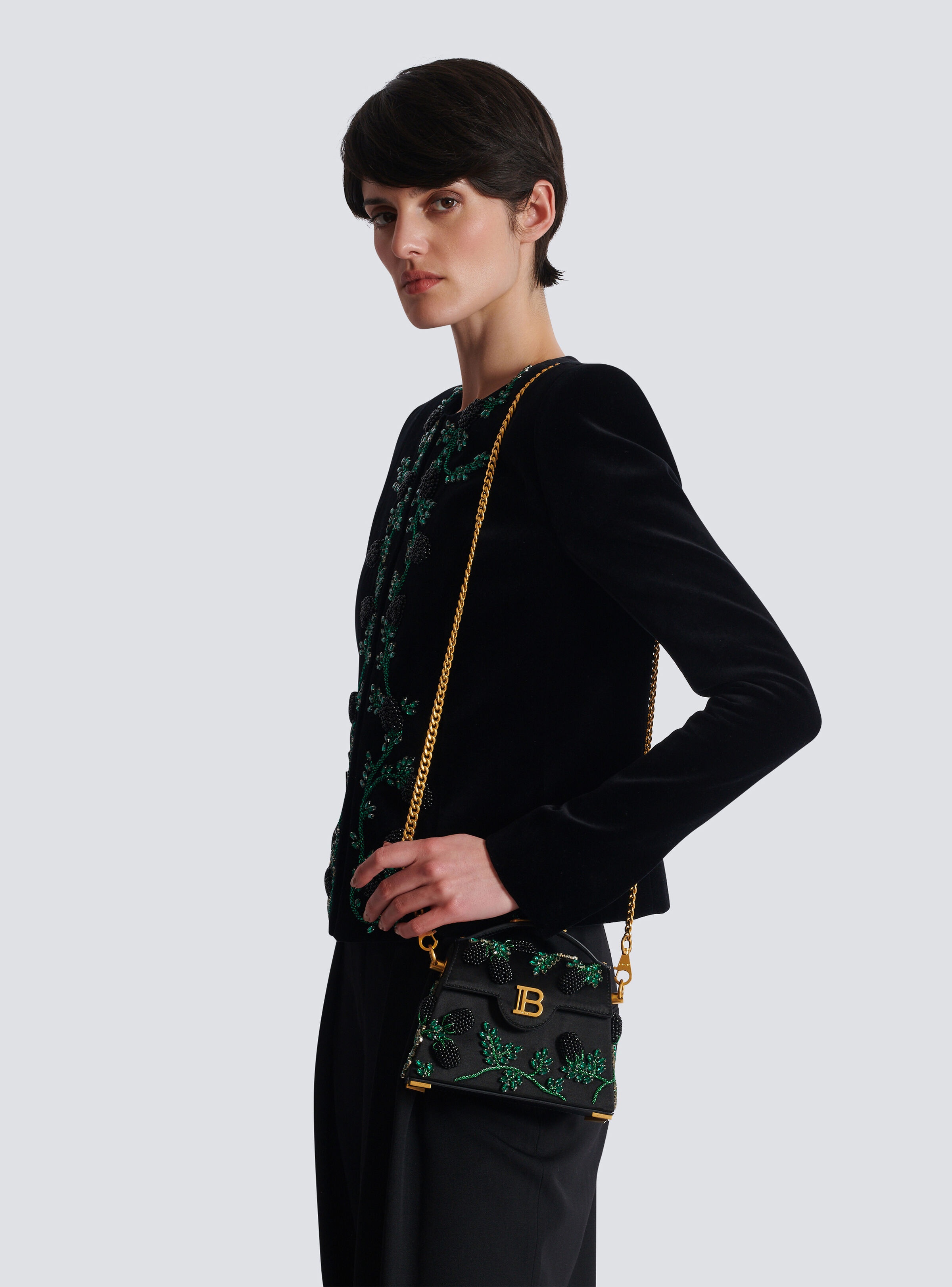 Small B-Buzz Dynasty bag in Blackberry-embroidered satin - 8