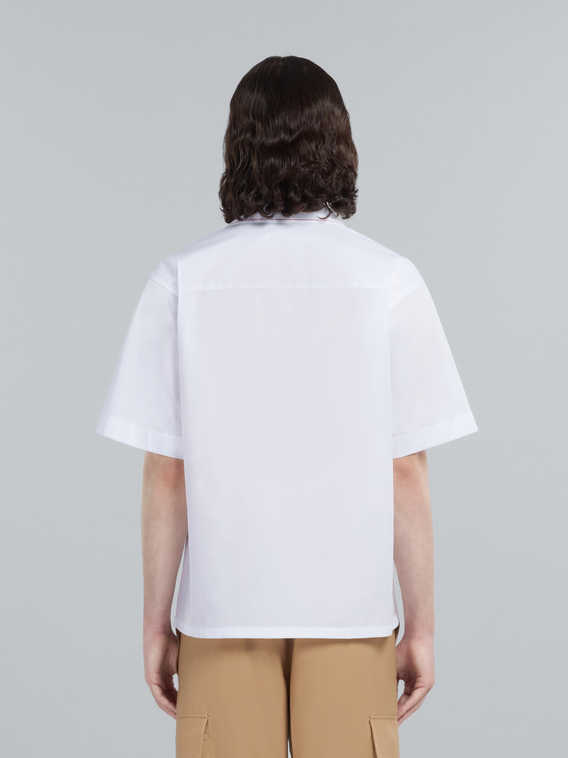 WHITE POPLIN SHIRT WITH EMBROIDERY - 3