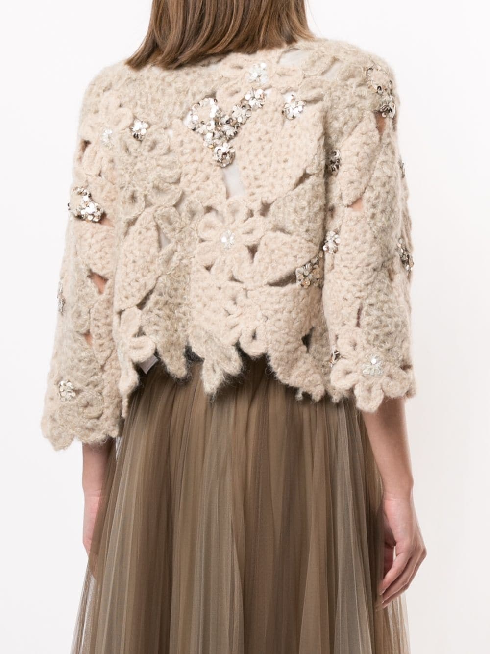 lace-pattern embellished jumper - 4