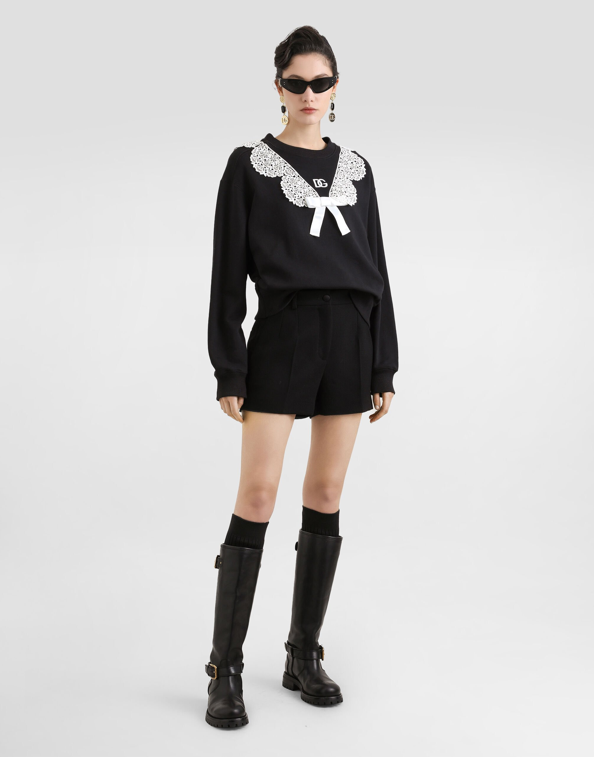 Sweatshirt with macramé and bow - 2