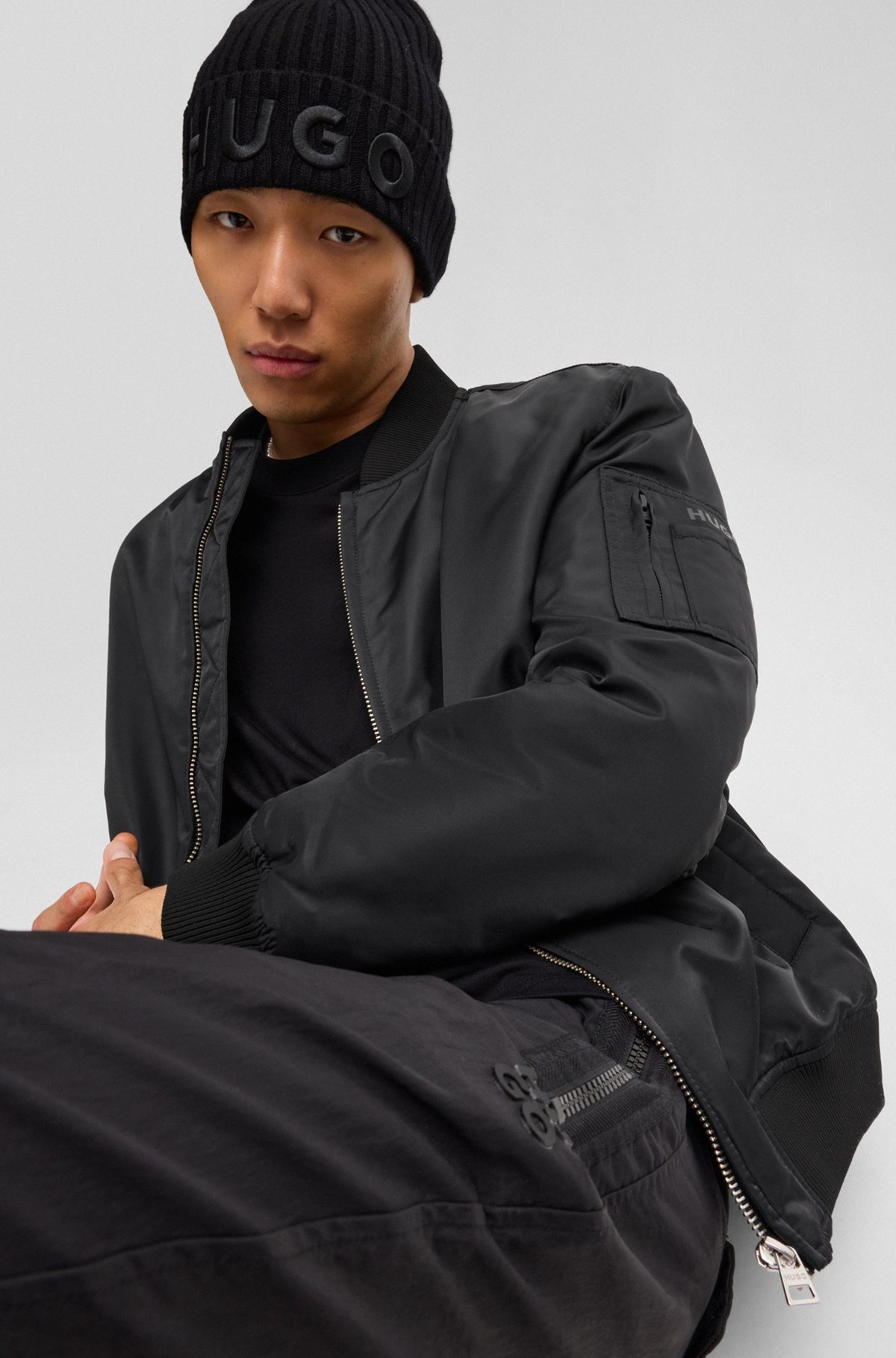 WATER-REPELLENT BOMBER JACKET WITH BRANDED SLEEVE POCKET - 6