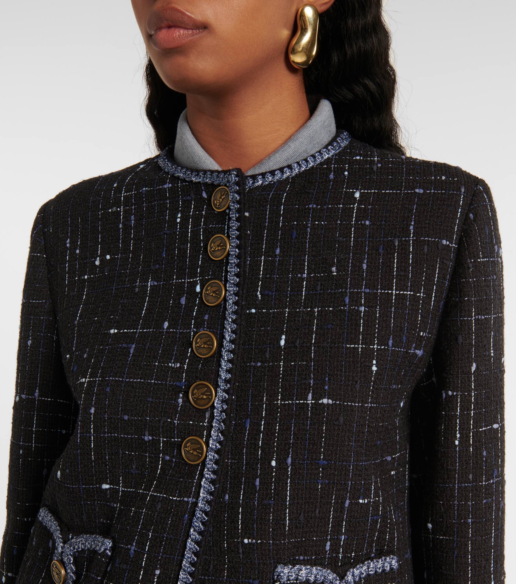 Cotton and linen-blend tweed jacket - 5