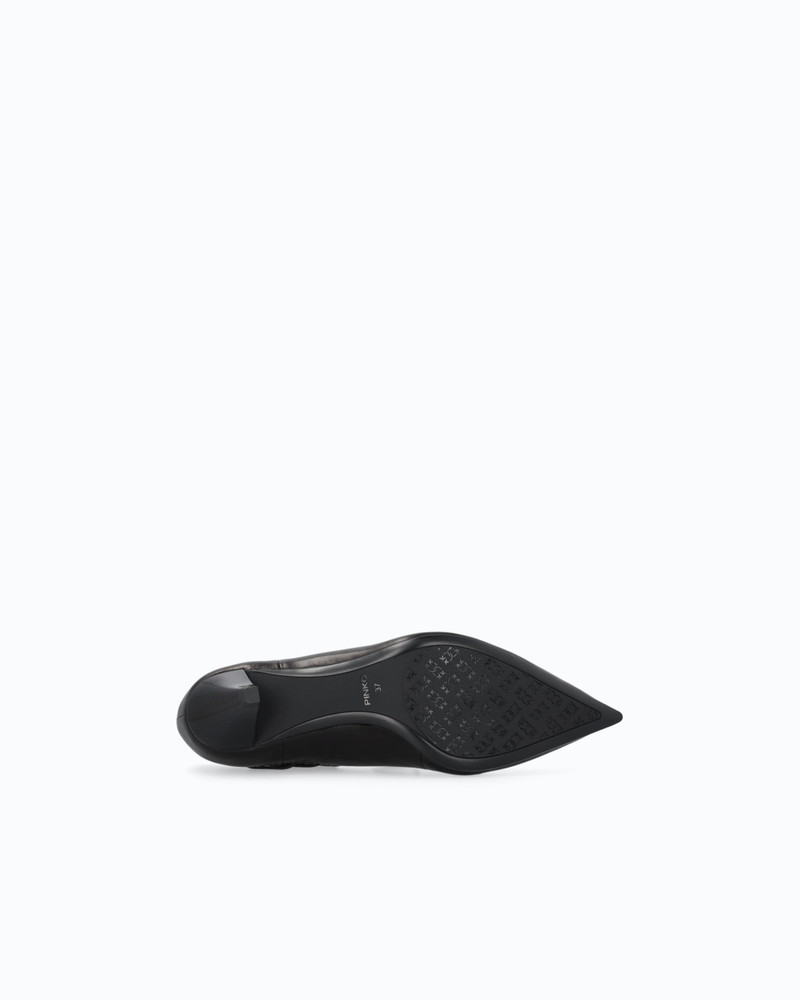 NAPPA LEATHER COURT SHOE WITH LACE-UP DETAIL AND CONE HEEL 7