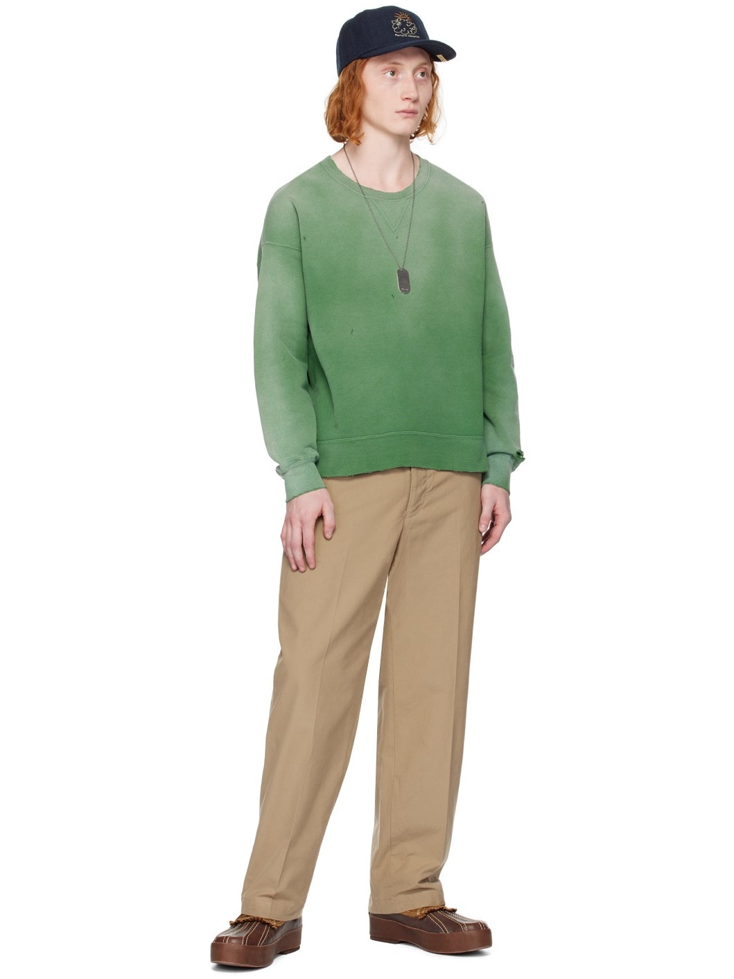 visvim JUMBO SB SWEAT L/S CRASH GREEN | REVERSIBLE