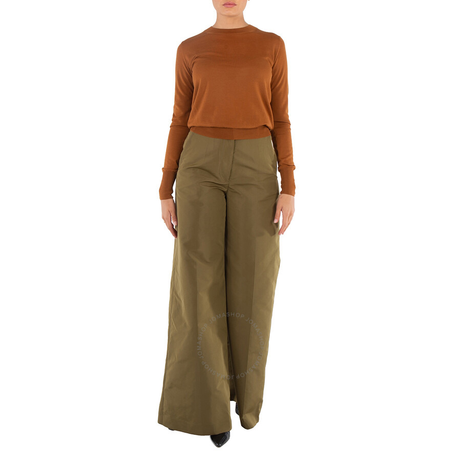 Stella Mccartney Ladies Khaki High Waist Palazzo Pants - 6