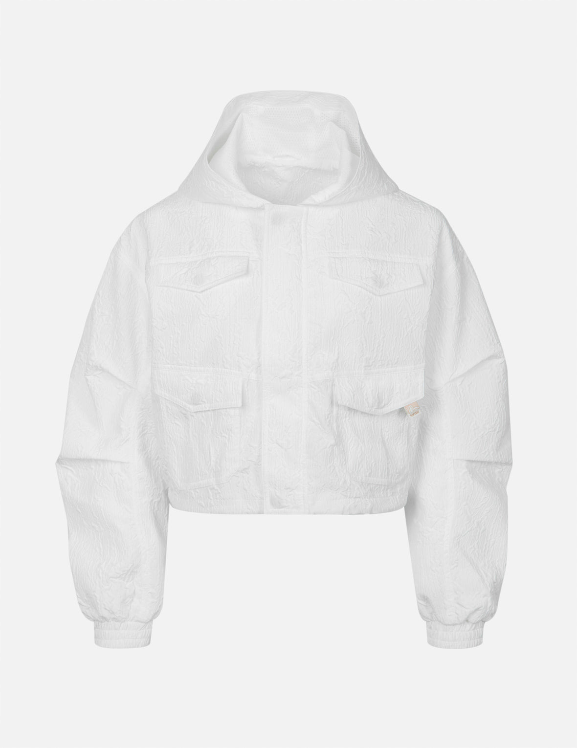 LOGO EMBROIDERY TEXTURED CROPPED FASHION FIT WINDBREAKER - 2