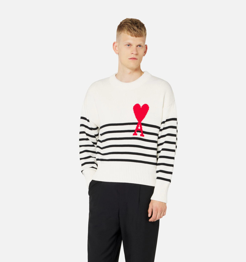 AMI Paris Ami De Coeur Striped Sweater outlook