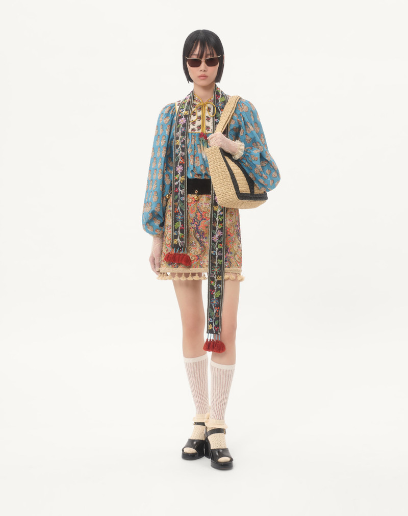 Valentino EMBROIDERED SKIRT ON PIQUET WITH PAISLEY VOYAGE IMAGINAIRE PRINT outlook