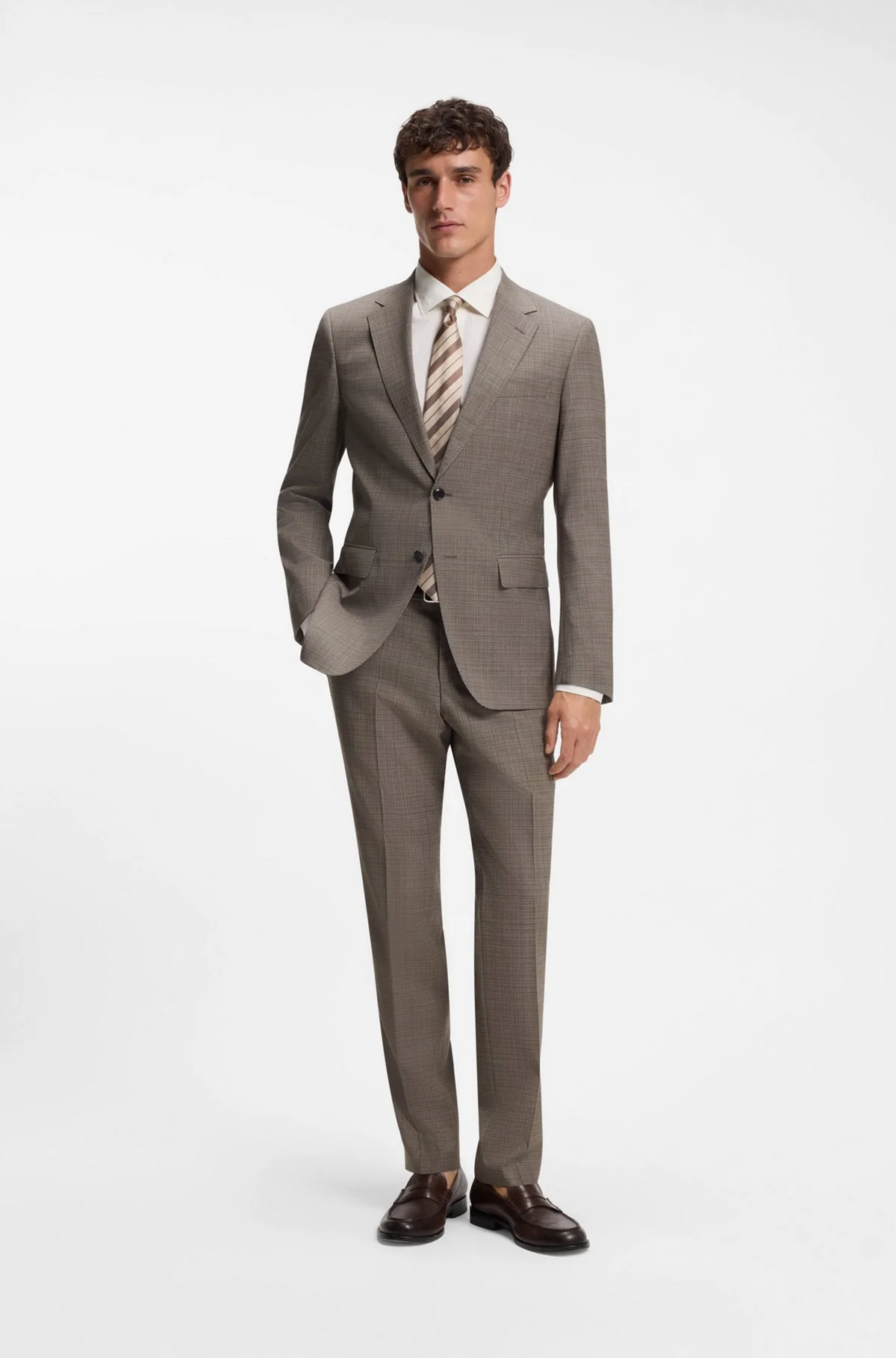 TWO-PIECE SLIM-FIT SUIT IN CHECKED STRETCH WOOL - 1
