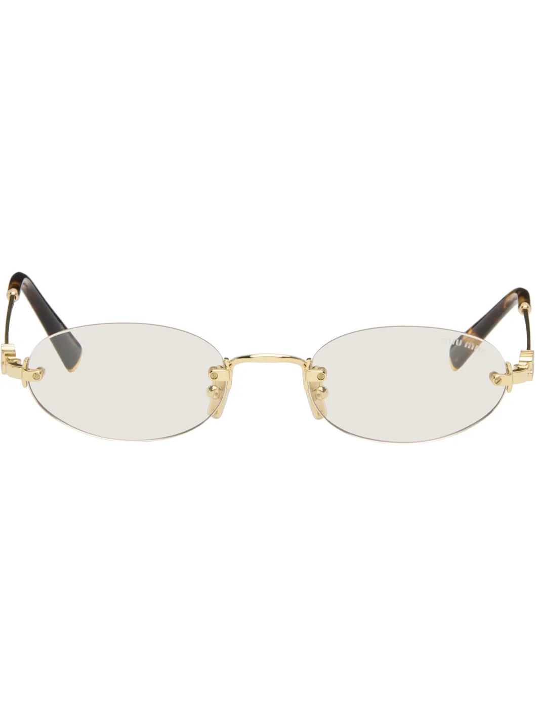 Gold Rimless Oval Glasses - 1