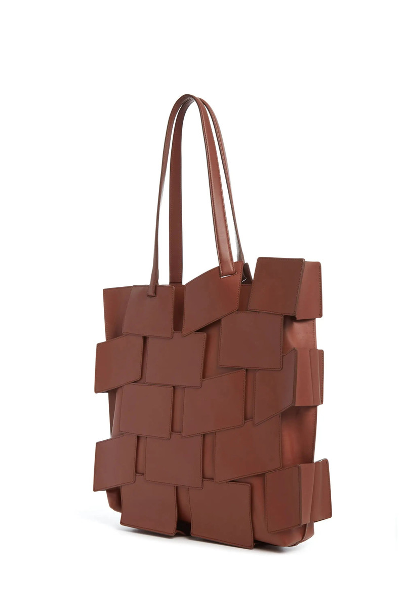 Laquered Patchwork Tote Bag in Cognac Leather 3