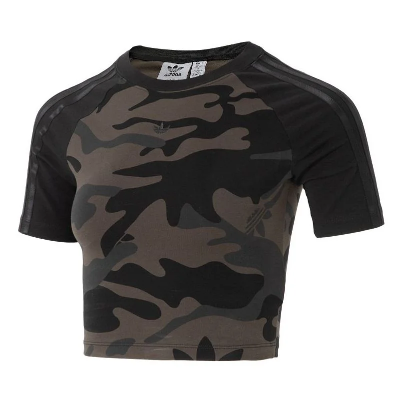 (WMNS) adidas Camo Cropped Top 'Olive Green' JI5740 - 1