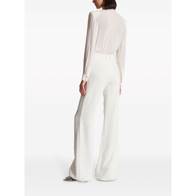 White crepe flared trousers - 4