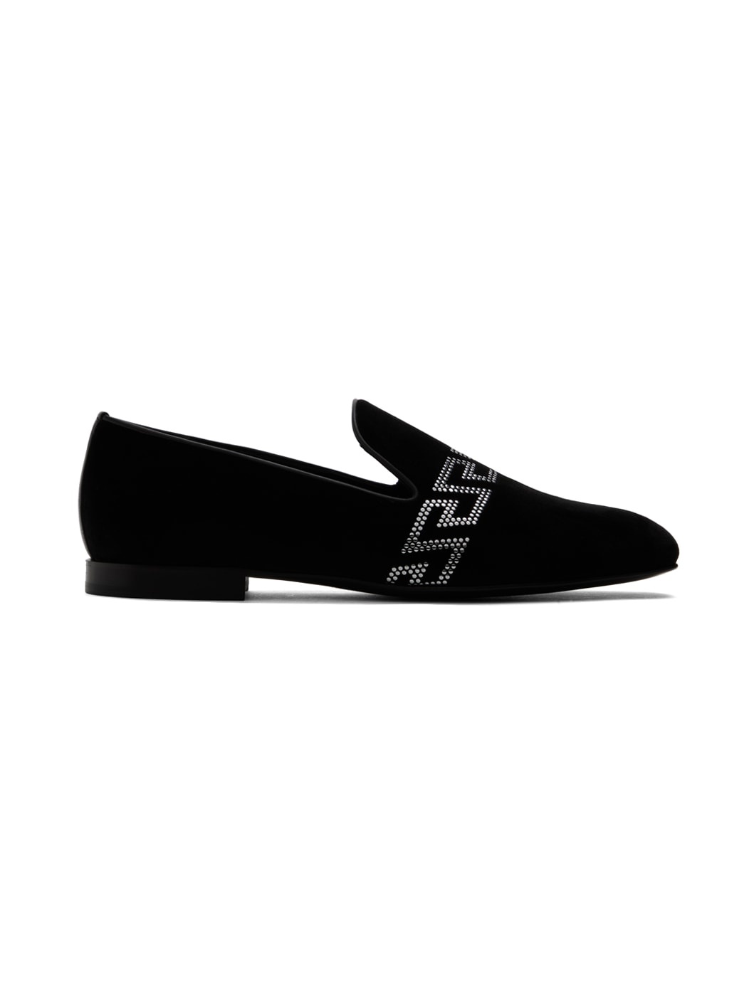 Black Studded Greca Loafers - 1