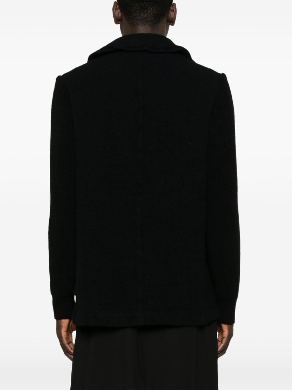 ribbed-sleeve peacoat - 4