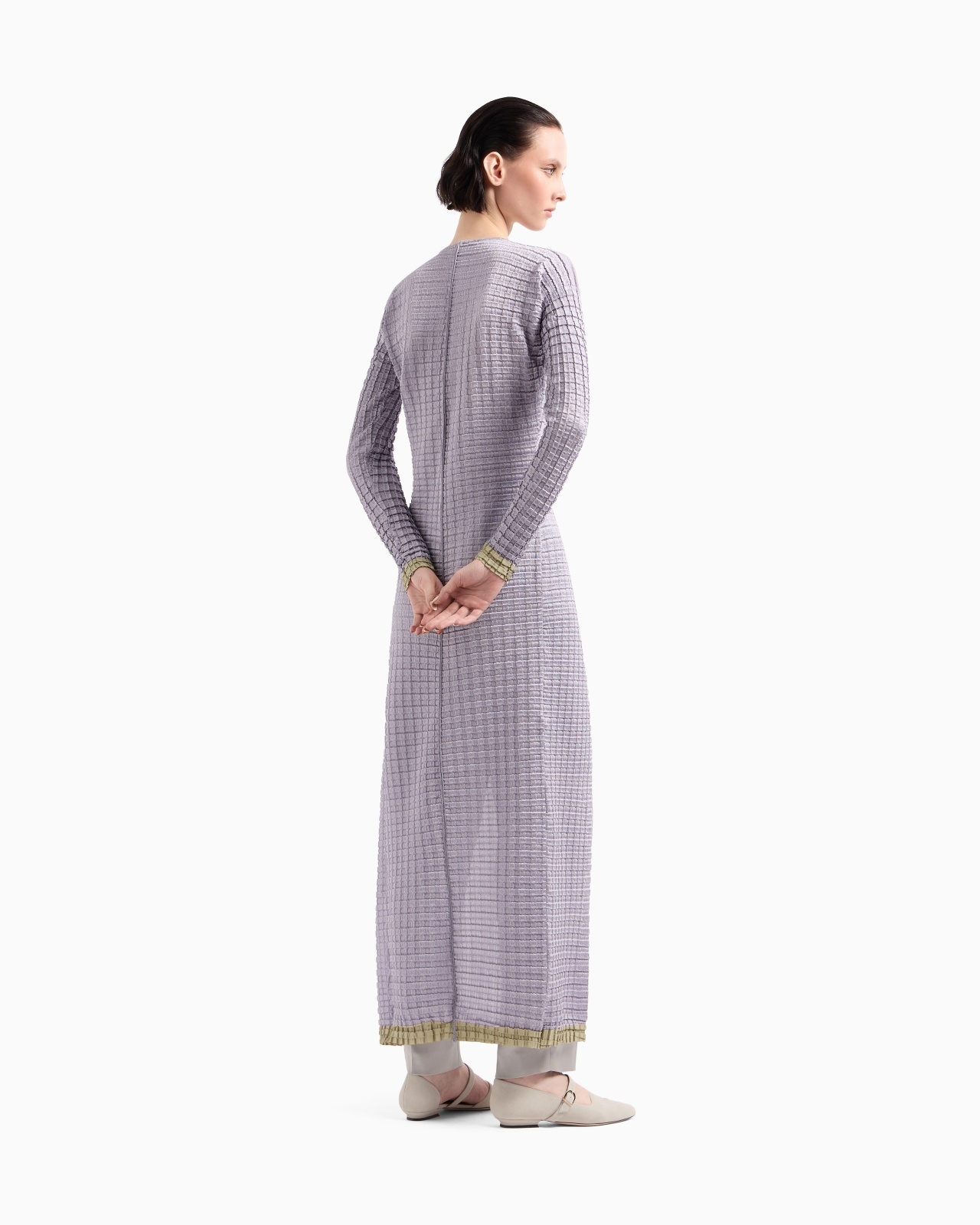 PLEATED JERSEY LONG CARDIGAN - 3