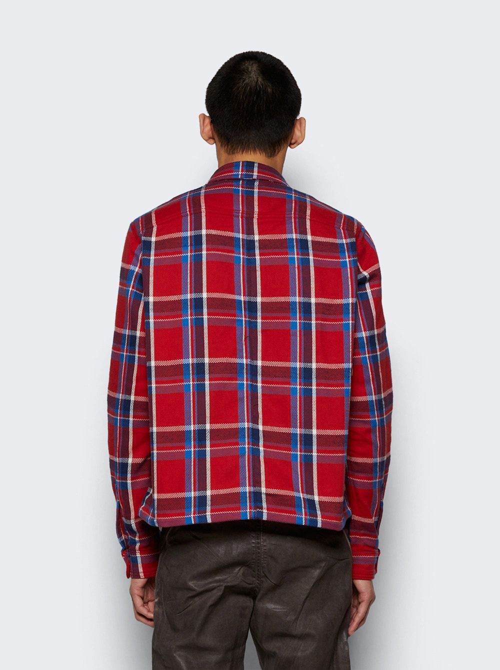Woven Cropped Outershirt Red Plaid - 4