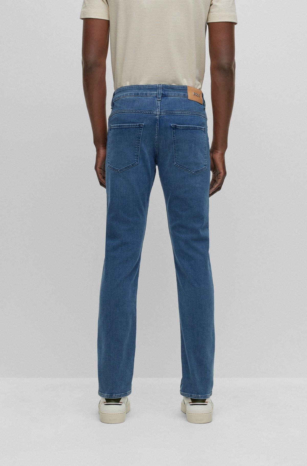 SLIM-FIT JEANS IN COAL-NAVY ITALIAN DENIM - 4