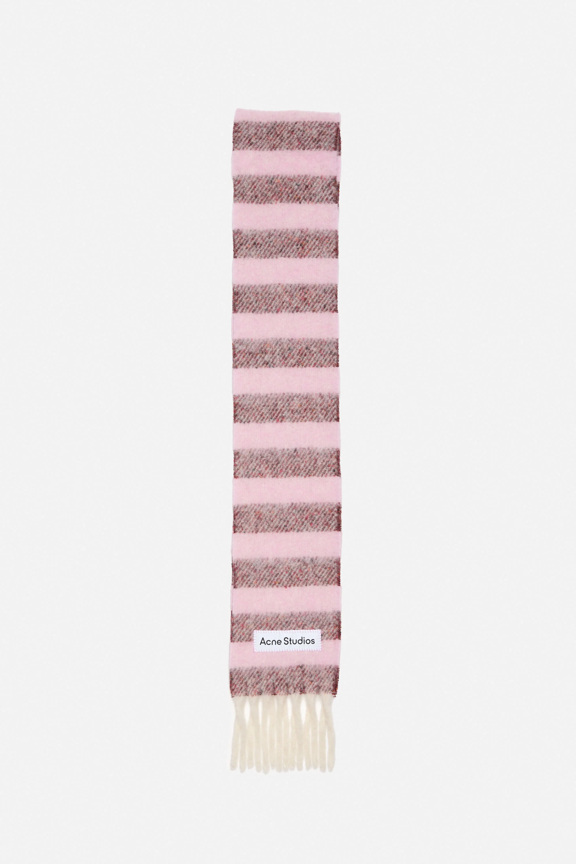 Fringed wool scarf - skinny - Pink/red - 1
