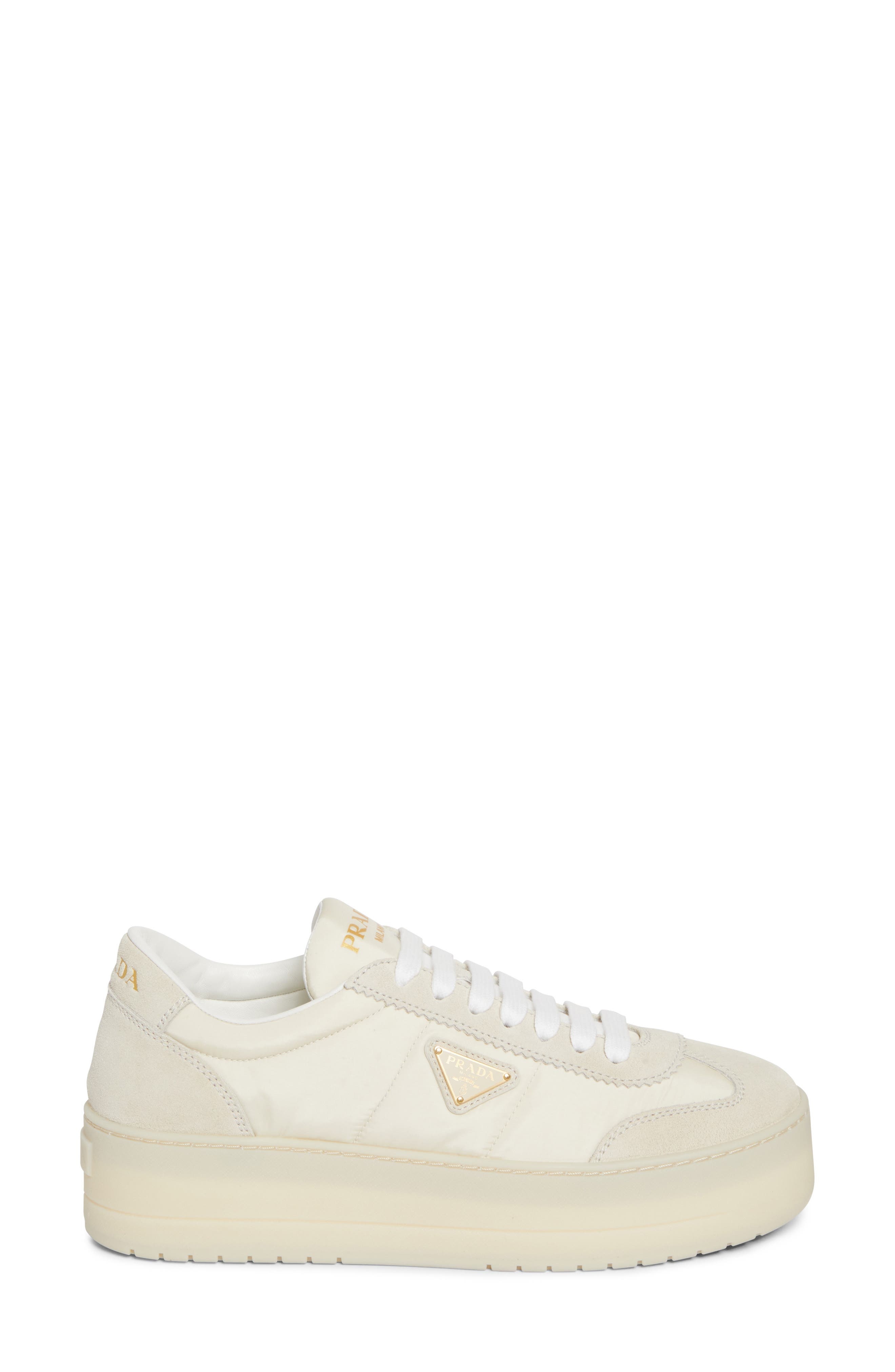 Prada Flatform Downtown Logo Platform Sneaker in Avorio at Nordstrom - 3