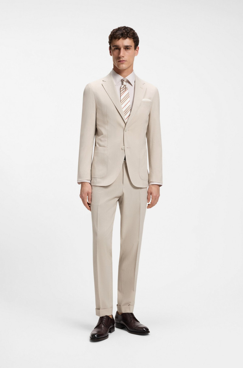 BOSS TAPERED-FIT TROUSERS IN WOOL-BLEND SEERSUCKER outlook