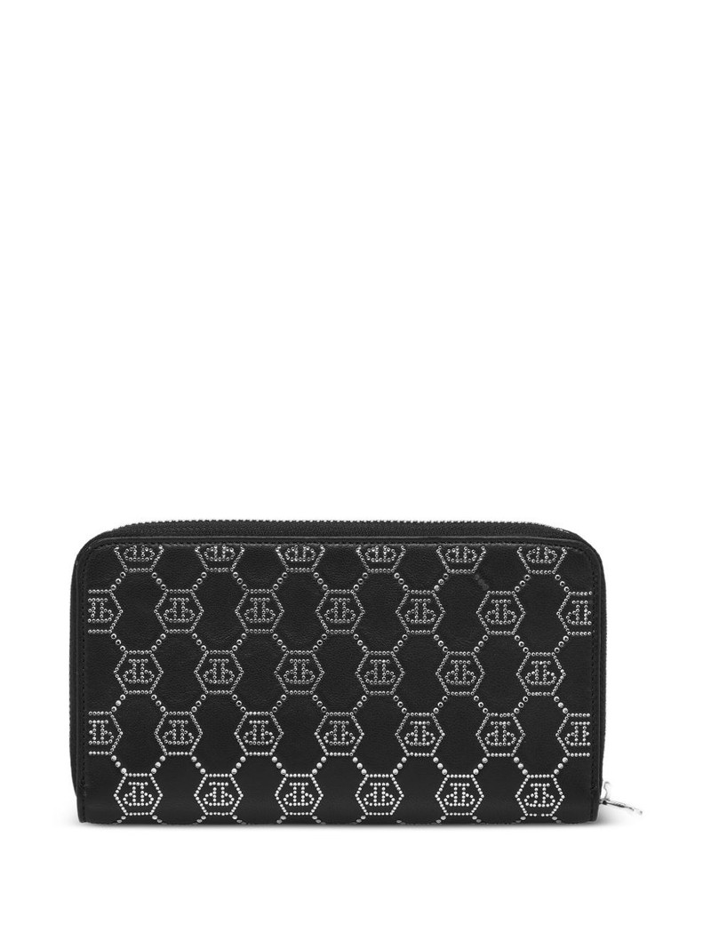 PHILIPP PLEIN monogram studded zip wallet outlook