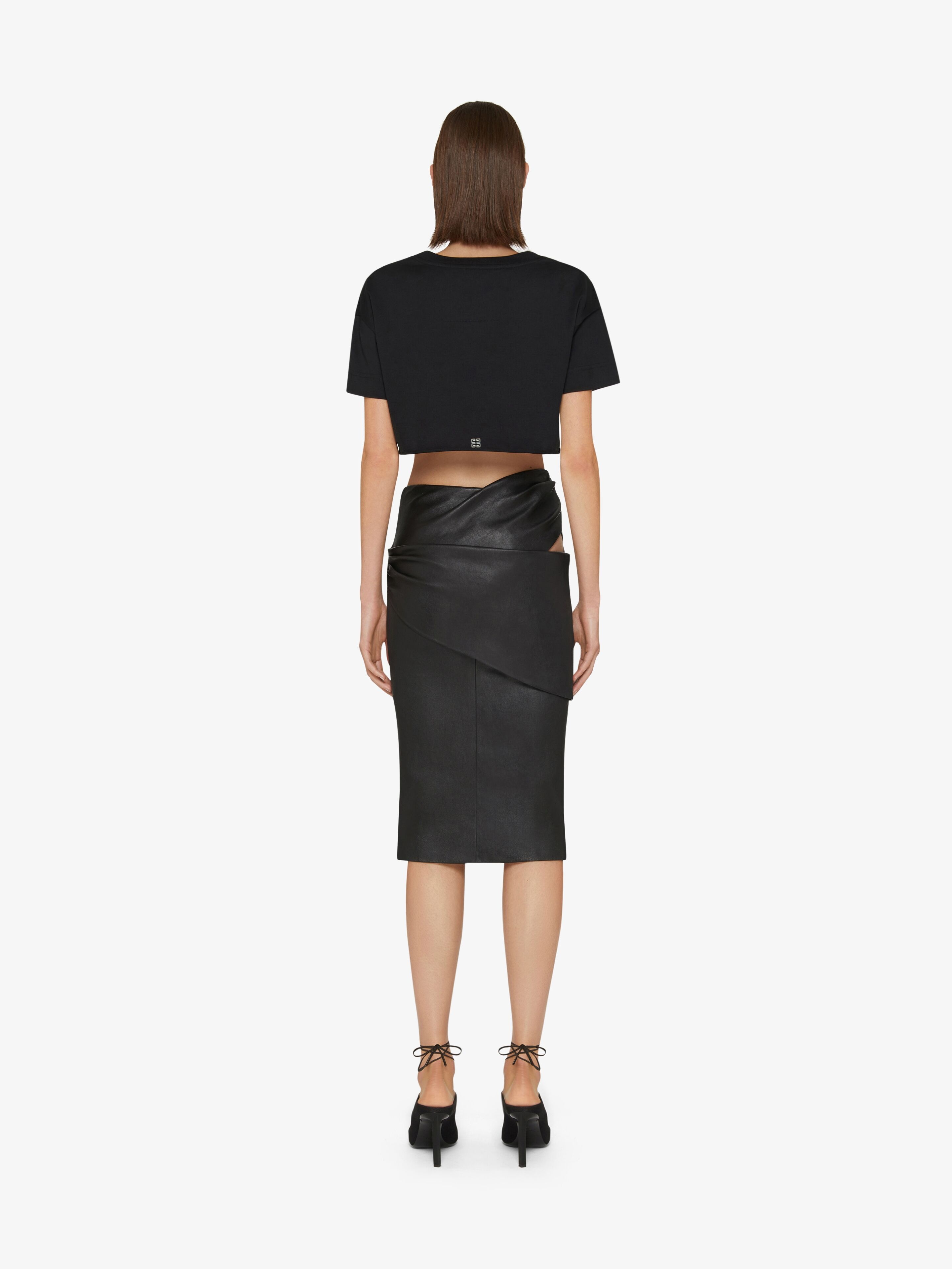 DRAPED SKIRT IN LEATHER - 4